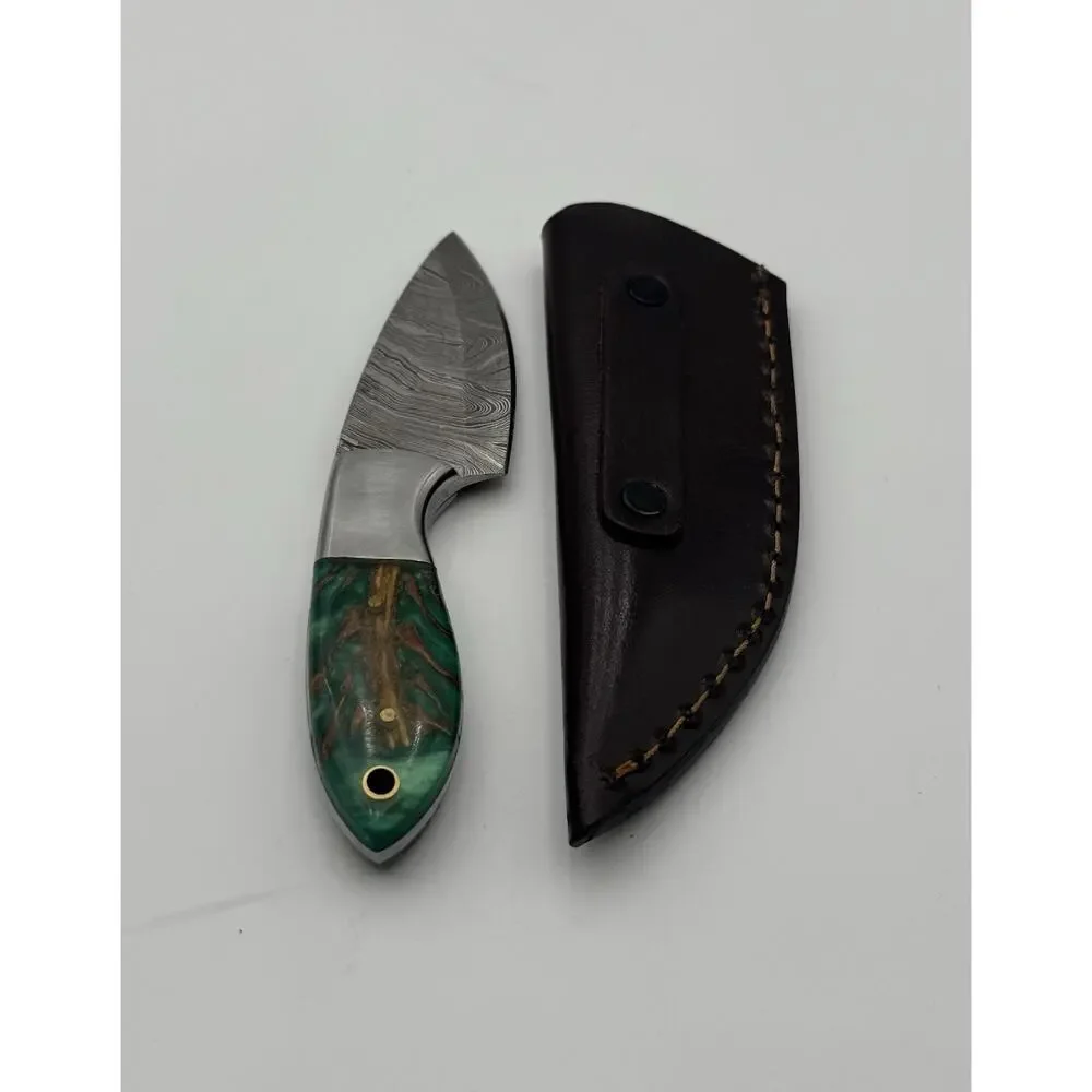 Handmade Damascus Steel Fixed Blade Knife w/ Leather Sheath – Pakistan Made NEW